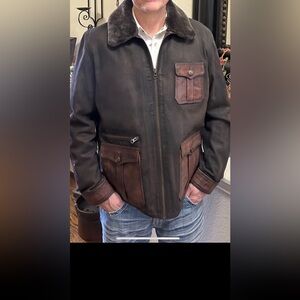 Men’s Scully canvas and leather western jacket.  XL